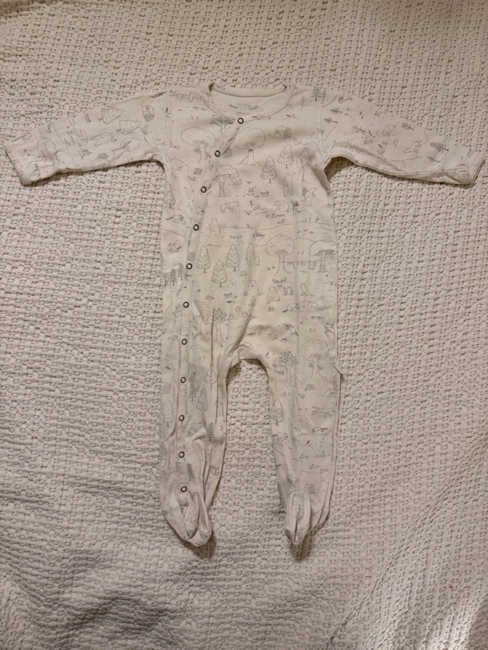 Organic Cotton Cream Forest Print Footed One-Piece
